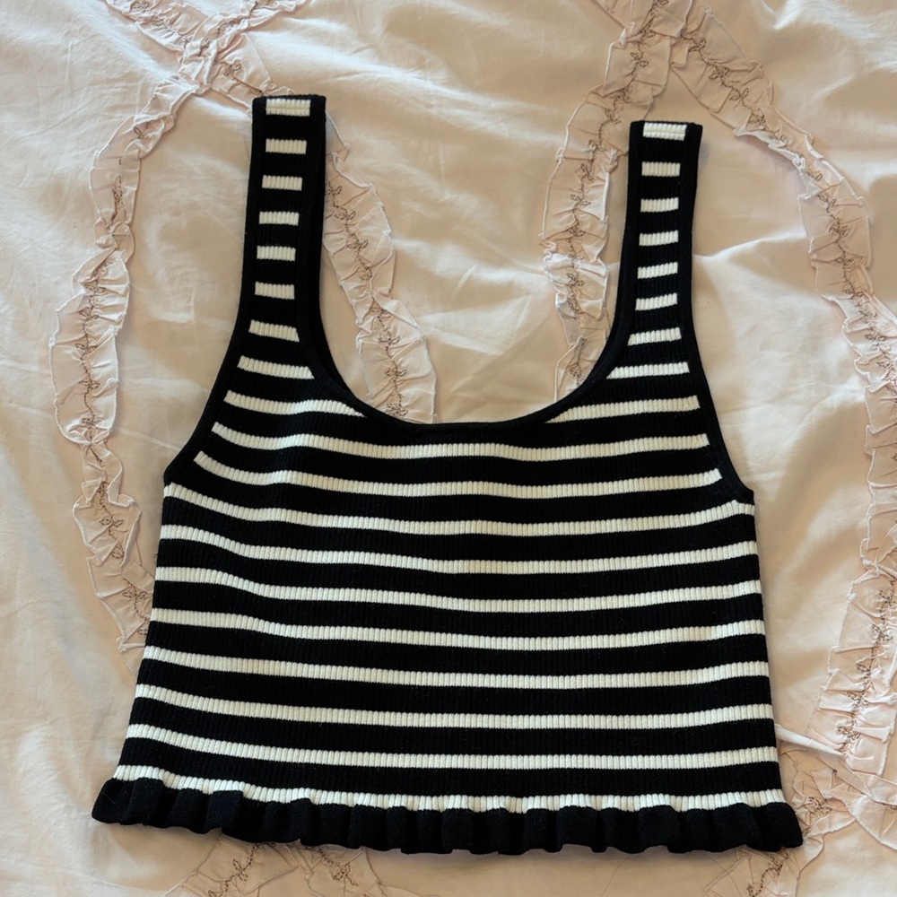 Wilfred Striped Black & White Ribbed Tank Top - Women's